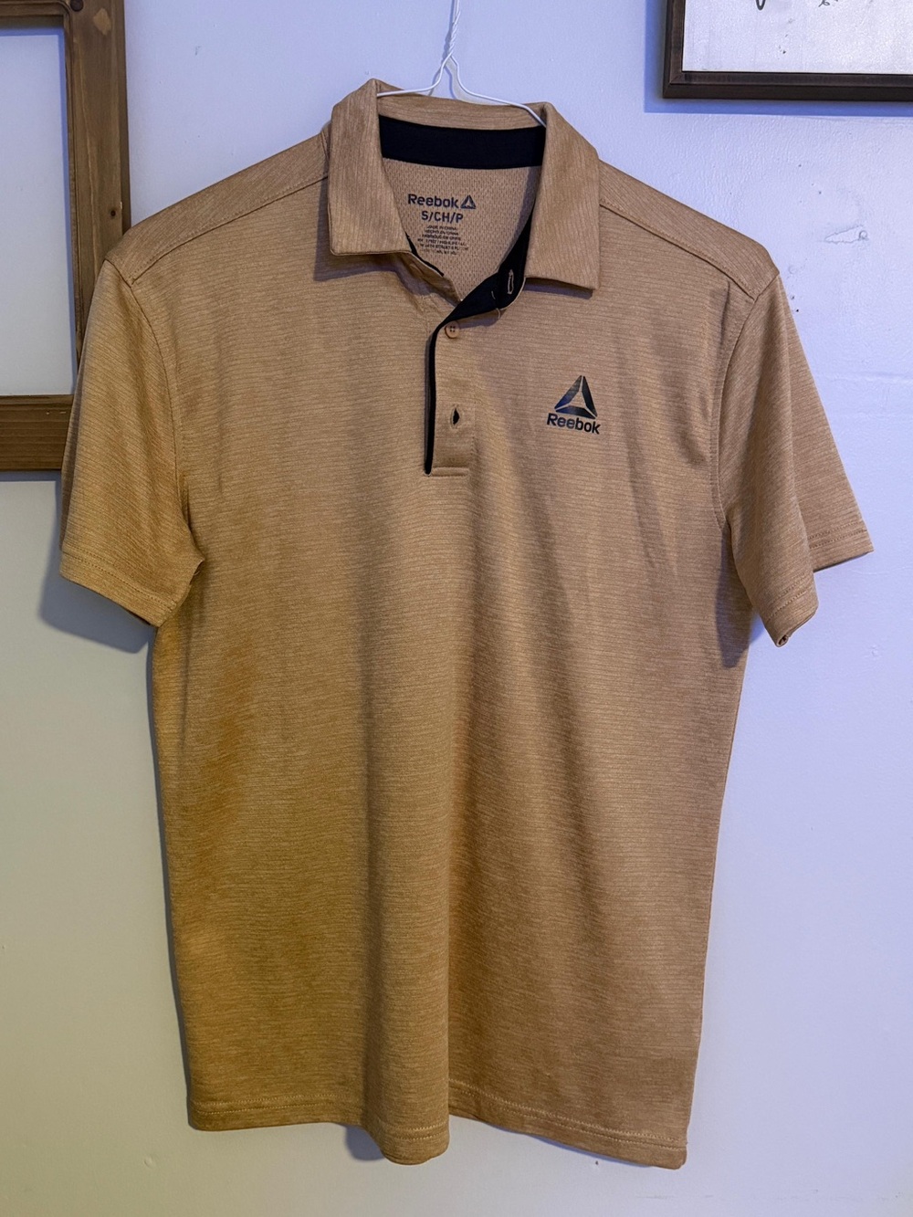Reebok Men's Tan Heather Polo with Contrast Trim
